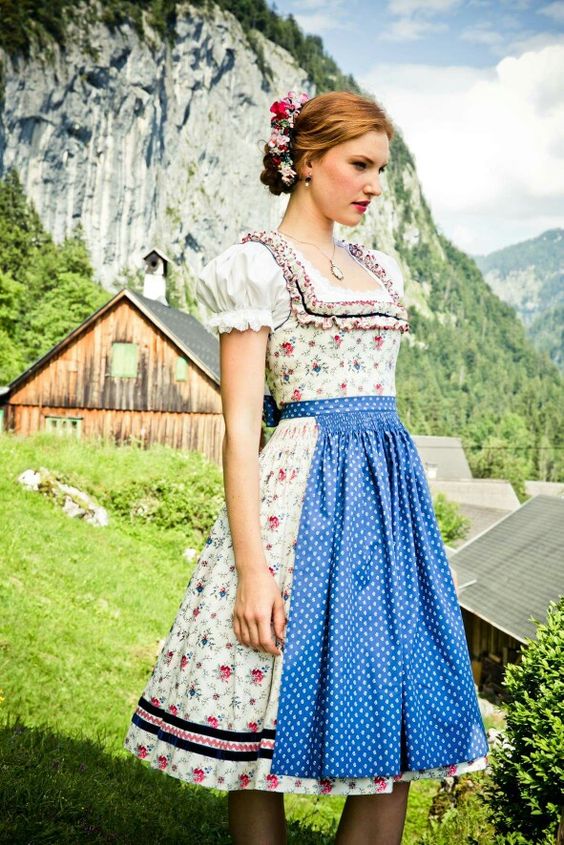 Charming House Authentic Bavarian Dirndl Blouse for Dirndl with Ruffles 