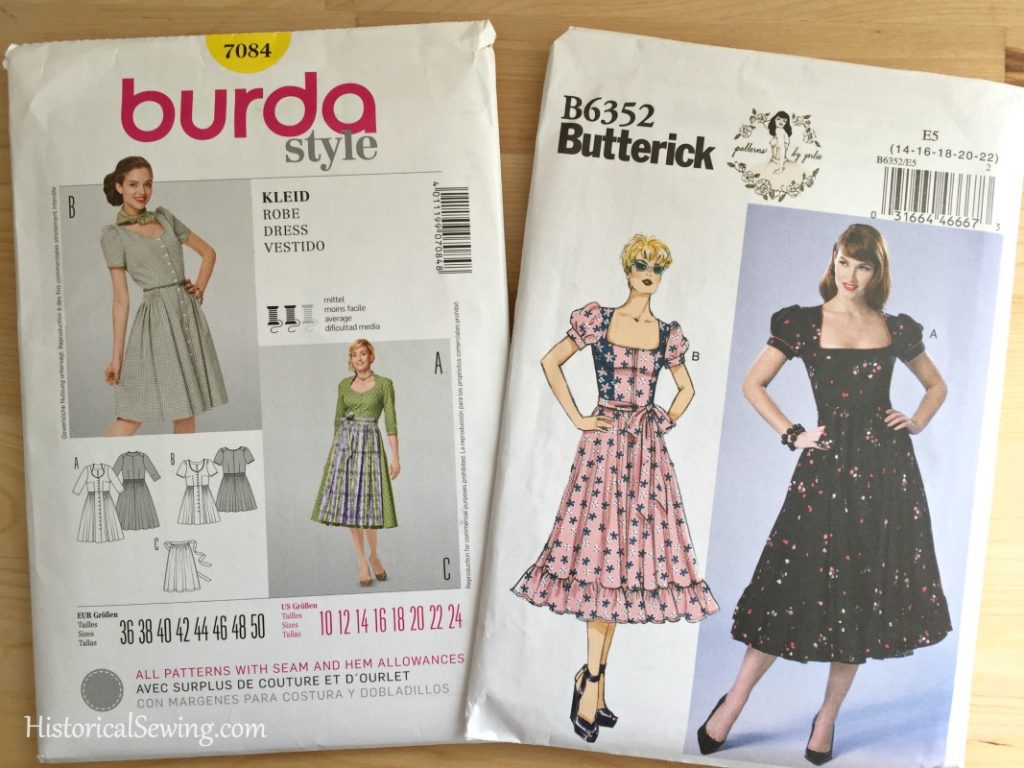 BurdaStyle 7084 and Butterick B6352 dirndl dress patterns